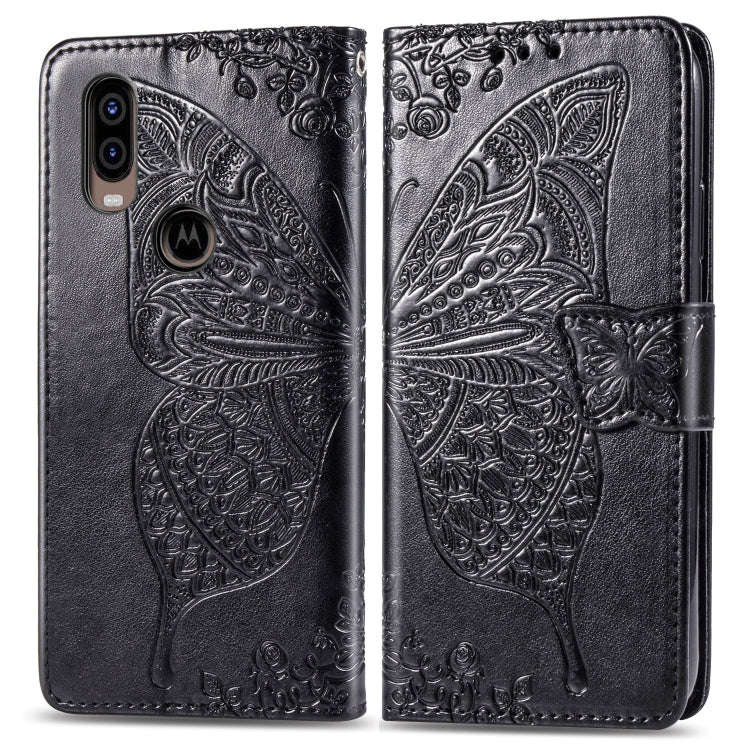 Butterfly Love Flowers Embossing Horizontal Flip Leather Case For Motorola P40 with Holder & Card...