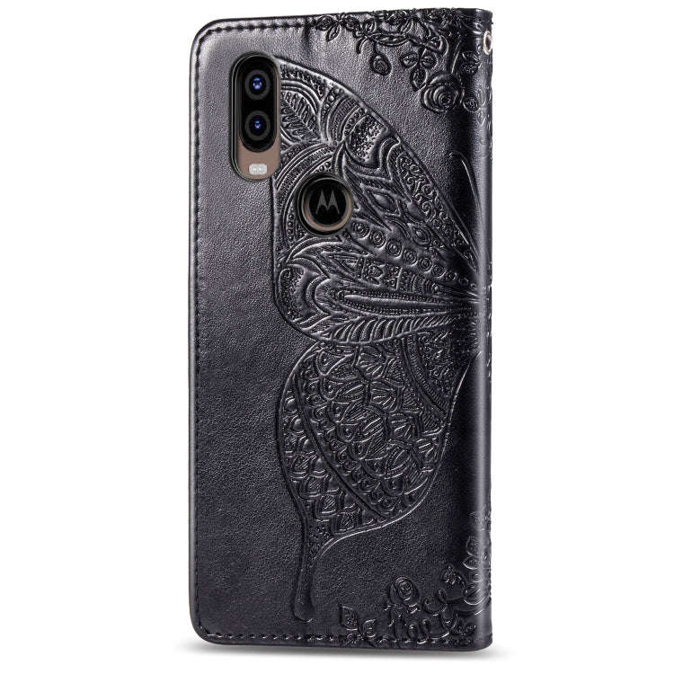 Butterfly Love Flowers Embossing Horizontal Flip Leather Case For Motorola P40 with Holder & Card...