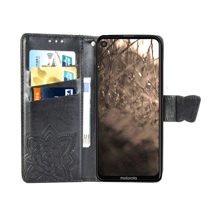 Butterfly Love Flowers Embossing Horizontal Flip Leather Case For Motorola P40 with Holder & Card...