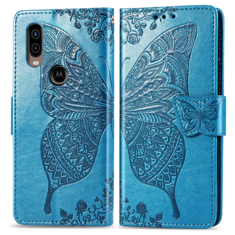 Butterfly Love Flowers Embossing Horizontal Flip Leather Case For Motorola P40 with Holder & Card...