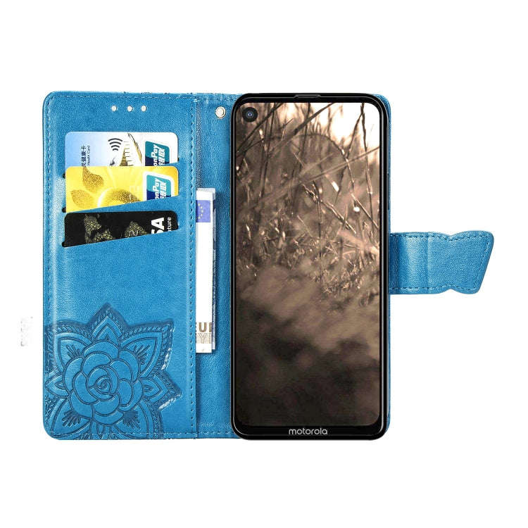 Butterfly Love Flowers Embossing Horizontal Flip Leather Case For Motorola P40 with Holder & Card...