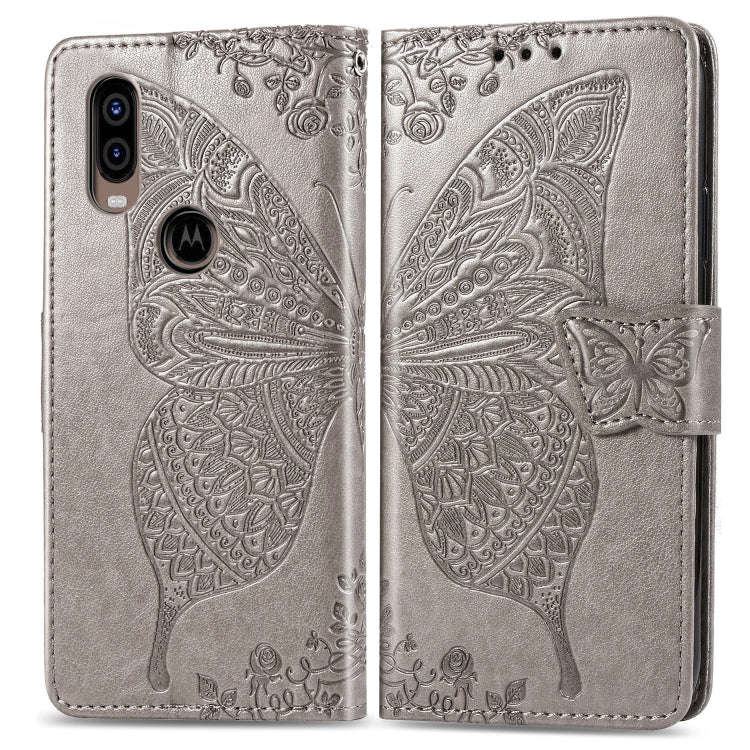 Butterfly Love Flowers Embossing Horizontal Flip Leather Case For Motorola P40 with Holder & Card...