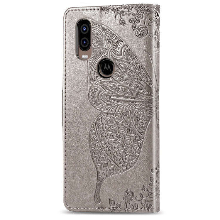 Butterfly Love Flowers Embossing Horizontal Flip Leather Case For Motorola P40 with Holder & Card...