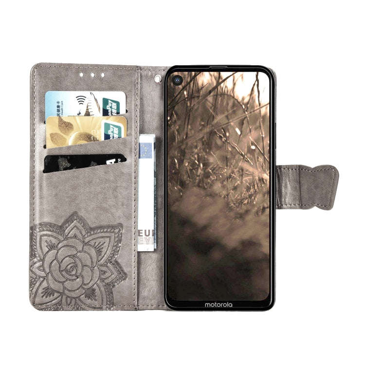 Butterfly Love Flowers Embossing Horizontal Flip Leather Case For Motorola P40 with Holder & Card...