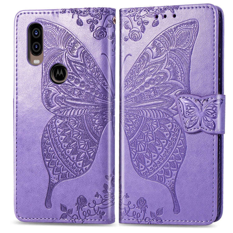 Butterfly Love Flowers Embossing Horizontal Flip Leather Case For Motorola P40 with Holder & Card...