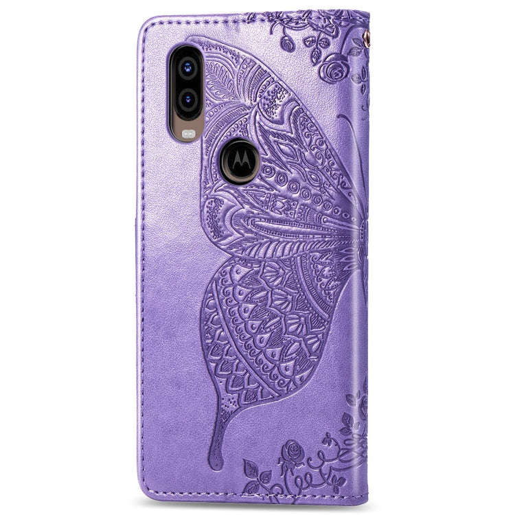 Butterfly Love Flowers Embossing Horizontal Flip Leather Case For Motorola P40 with Holder & Card...