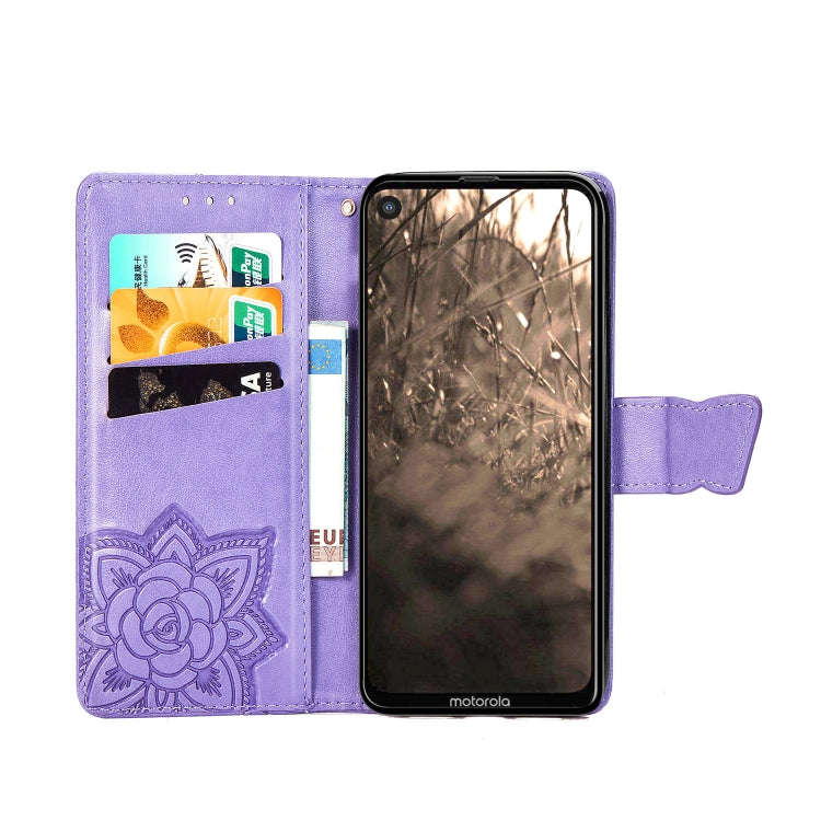 Butterfly Love Flowers Embossing Horizontal Flip Leather Case For Motorola P40 with Holder & Card...