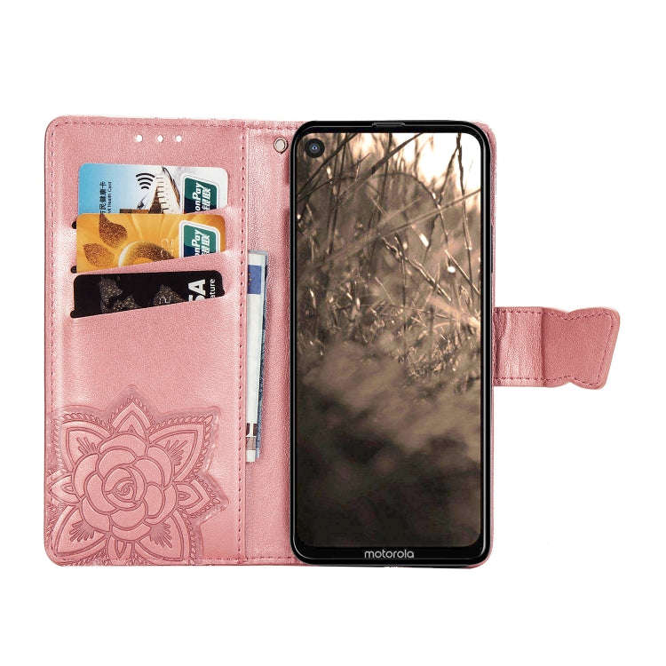Butterfly Love Flowers Embossing Horizontal Flip Leather Case For Motorola P40 with Holder & Card...