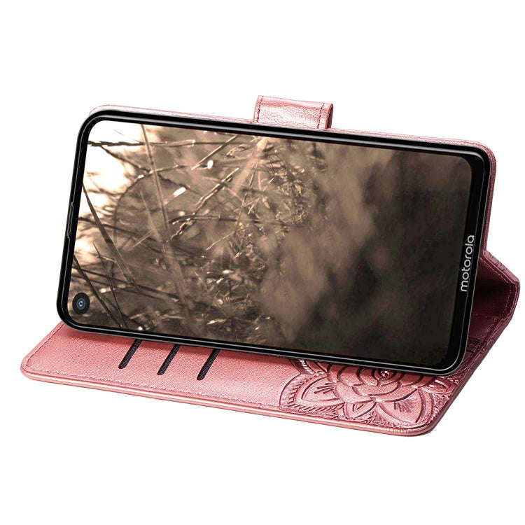 Butterfly Love Flowers Embossing Horizontal Flip Leather Case For Motorola P40 with Holder & Card...