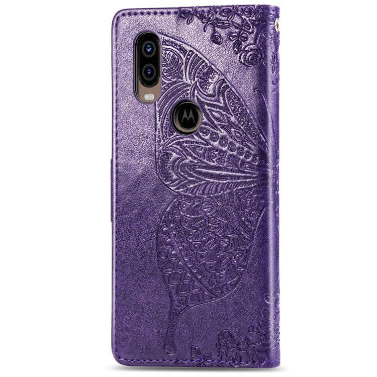 Butterfly Love Flowers Embossing Horizontal Flip Leather Case For Motorola P40 with Holder & Card...