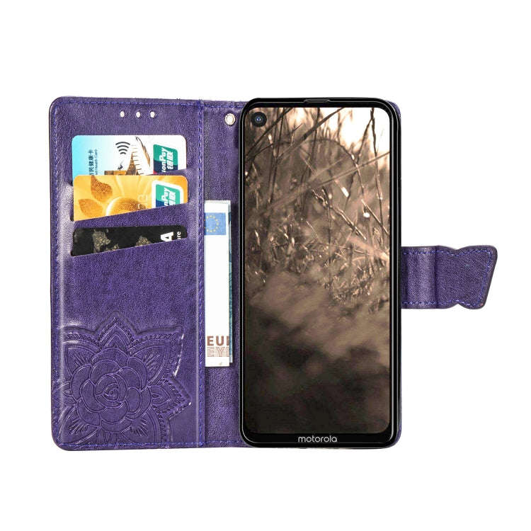 Butterfly Love Flowers Embossing Horizontal Flip Leather Case For Motorola P40 with Holder & Card...