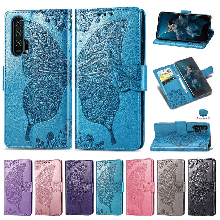 Butterfly Love Flowers Embossing Horizontal Flip Leather Case For Huawei Honor 20 Pro with Holder...