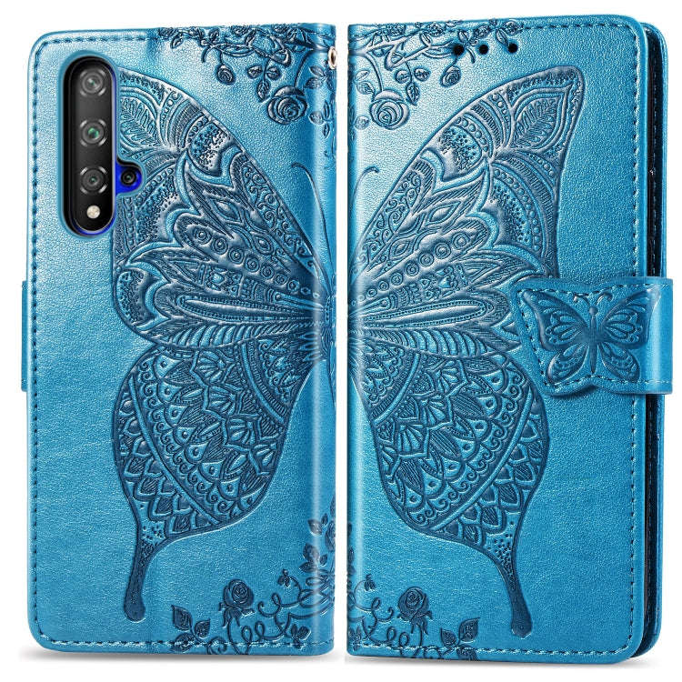 Butterfly Love Flowers Embossing Horizontal Flip Leather Case For Huawei Honor 20 with Holder & C...
