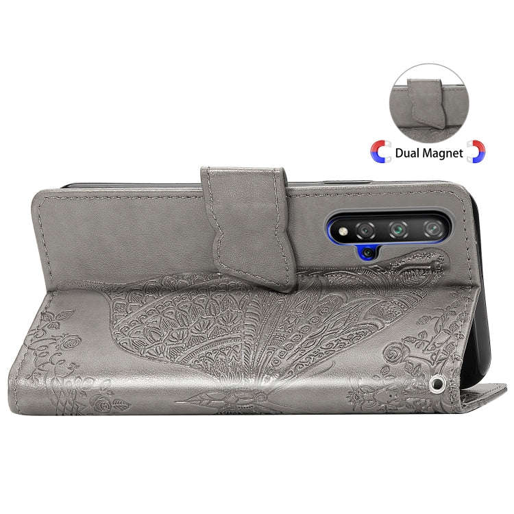 Butterfly Love Flowers Embossing Horizontal Flip Leather Case For Huawei Honor 20 with Holder & C...