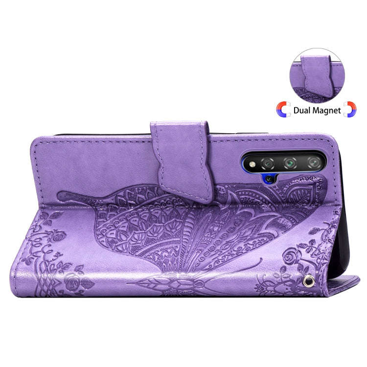 Butterfly Love Flowers Embossing Horizontal Flip Leather Case For Huawei Honor 20 with Holder & C...