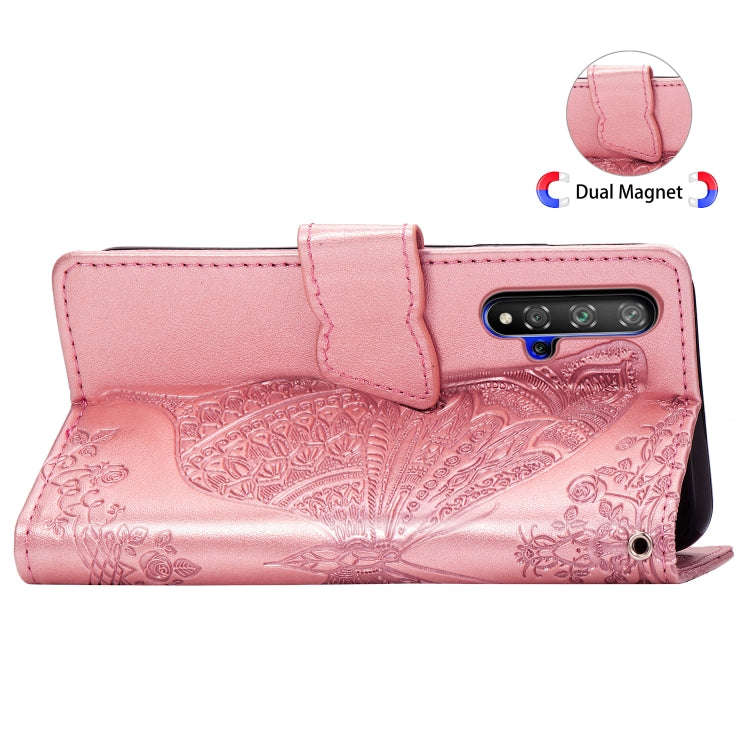 Butterfly Love Flowers Embossing Horizontal Flip Leather Case For Huawei Honor 20 with Holder & C...