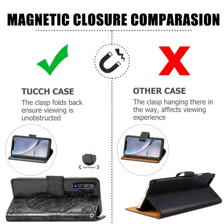 Butterfly Love Flowers Embossing Horizontal Flip Leather Case For Huawei Honor 20 with Holder & C...