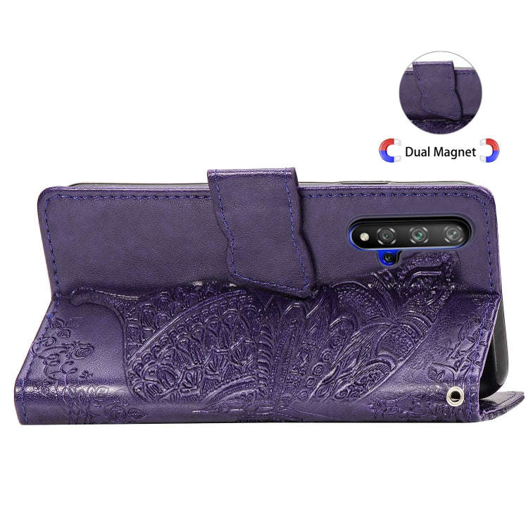 Butterfly Love Flowers Embossing Horizontal Flip Leather Case For Huawei Honor 20 with Holder & C...