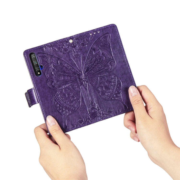 Butterfly Love Flowers Embossing Horizontal Flip Leather Case For Huawei Honor 20 with Holder & C...