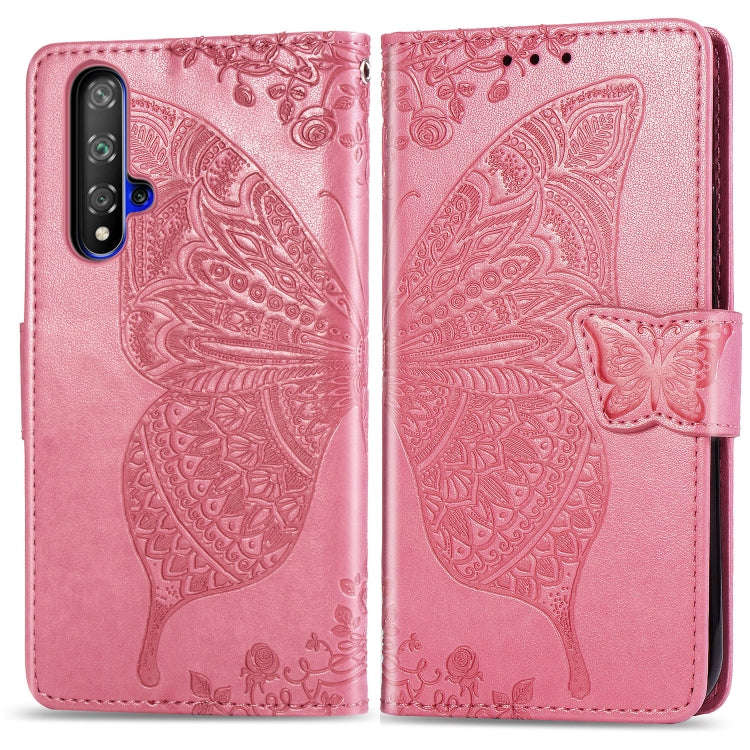 Butterfly Love Flowers Embossing Horizontal Flip Leather Case For Huawei Honor 20 with Holder & C...