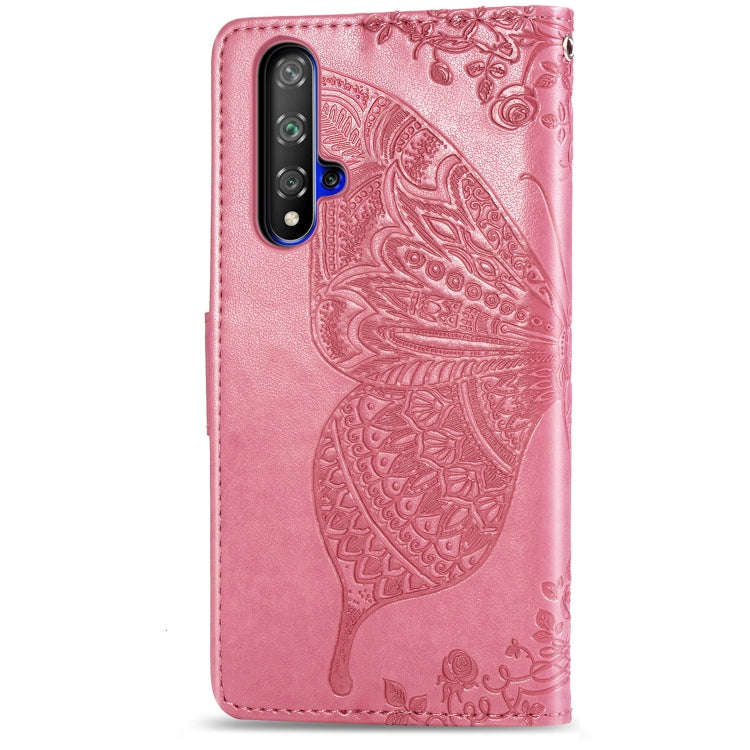 Butterfly Love Flowers Embossing Horizontal Flip Leather Case For Huawei Honor 20 with Holder & C...