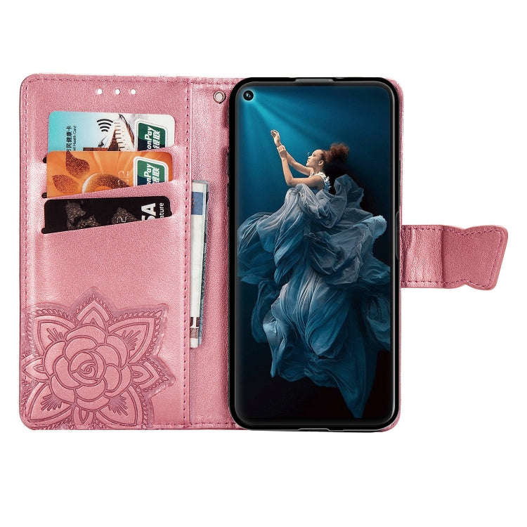 Butterfly Love Flowers Embossing Horizontal Flip Leather Case For Huawei Honor 20 with Holder & C...