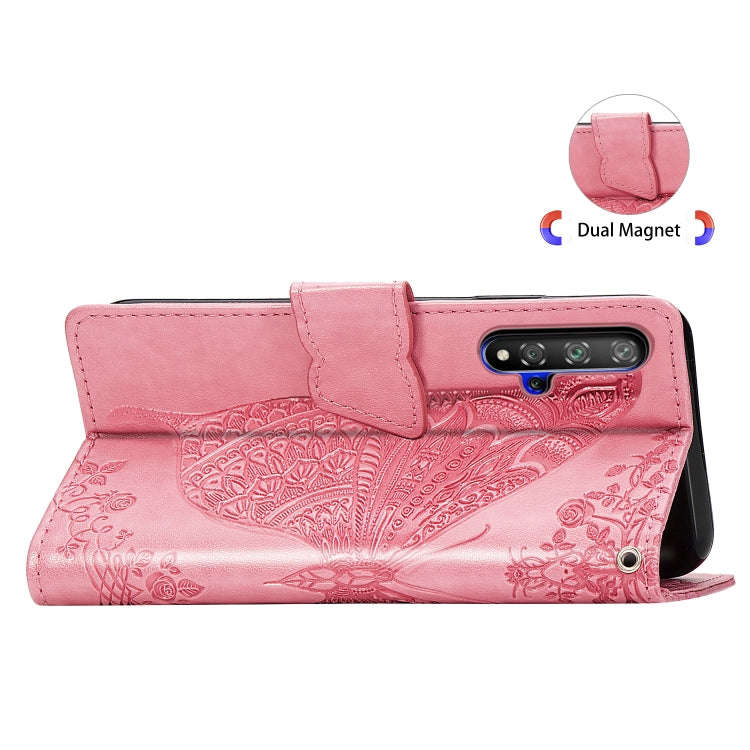 Butterfly Love Flowers Embossing Horizontal Flip Leather Case For Huawei Honor 20 with Holder & C...