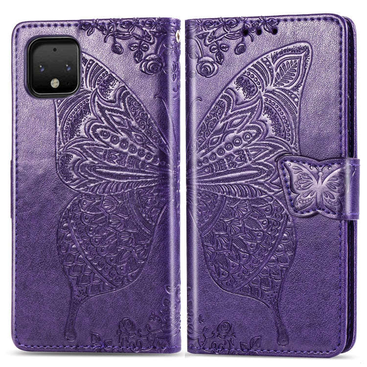 Butterfly Love Flowers Embossing Horizontal Flip Leather Case For Google Pixel 4 XL with Holder &...