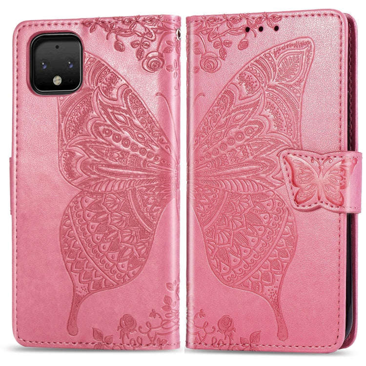 Butterfly Love Flowers Embossing Horizontal Flip Leather Case For Google Pixel 4 XL with Holder &...