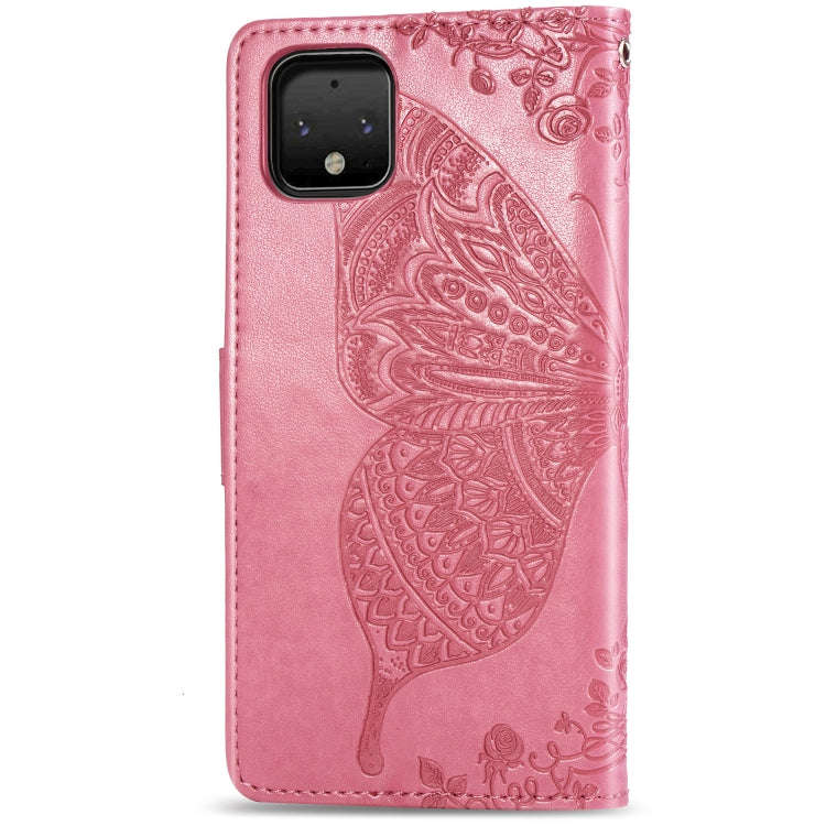Butterfly Love Flowers Embossing Horizontal Flip Leather Case For Google Pixel 4 XL with Holder &...