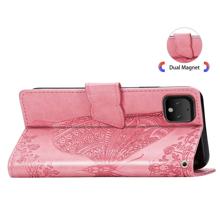 Butterfly Love Flowers Embossing Horizontal Flip Leather Case For Google Pixel 4 XL with Holder &...