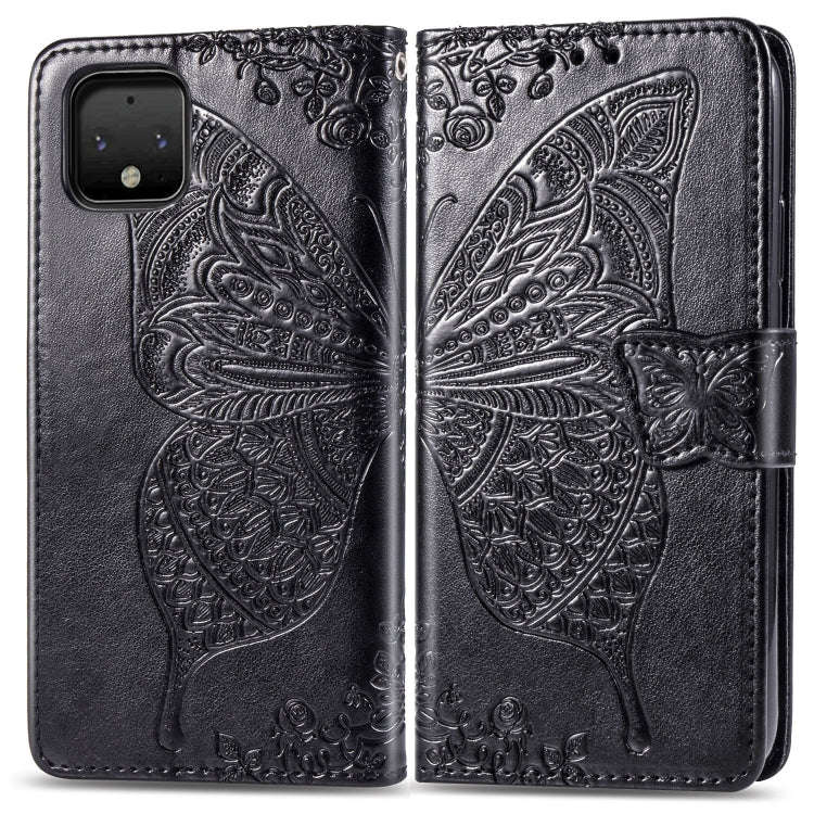 Butterfly Love Flowers Embossing Horizontal Flip Leather Case For Google Pixel 4 with Holder & Ca...