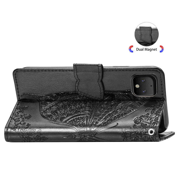 Butterfly Love Flowers Embossing Horizontal Flip Leather Case For Google Pixel 4 with Holder & Ca...