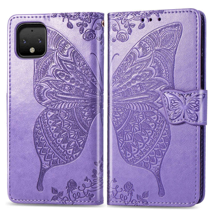 Butterfly Love Flowers Embossing Horizontal Flip Leather Case For Google Pixel 4 with Holder & Ca...