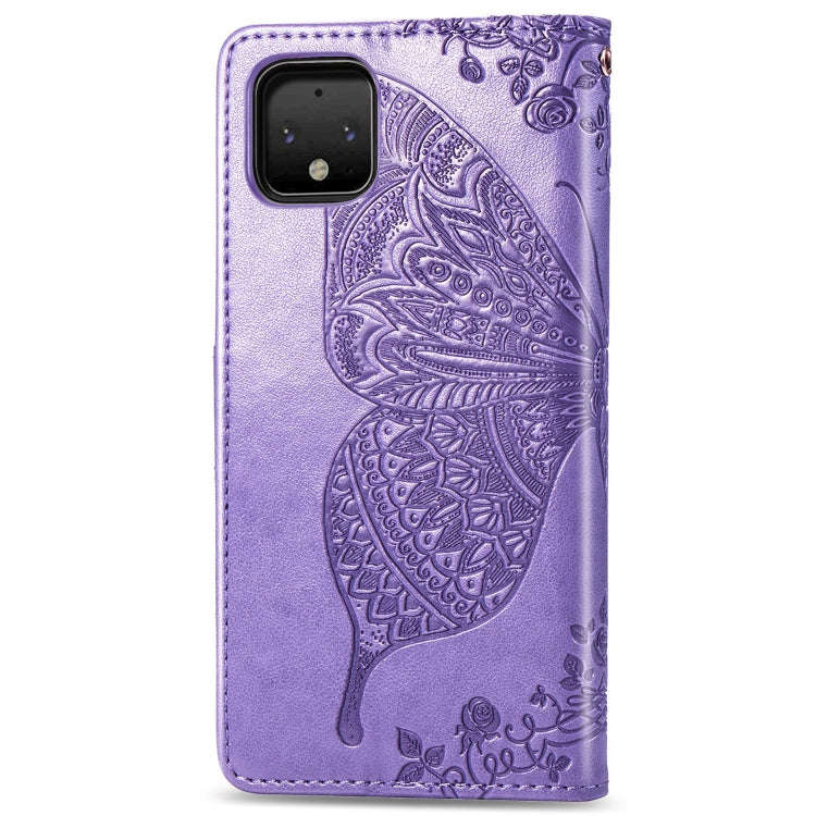 Butterfly Love Flowers Embossing Horizontal Flip Leather Case For Google Pixel 4 with Holder & Ca...