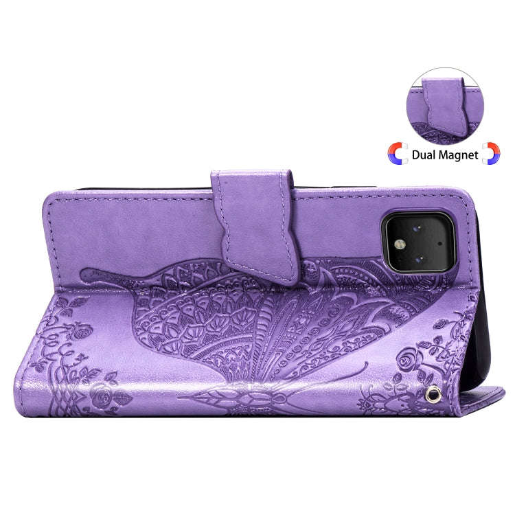 Butterfly Love Flowers Embossing Horizontal Flip Leather Case For Google Pixel 4 with Holder & Ca...