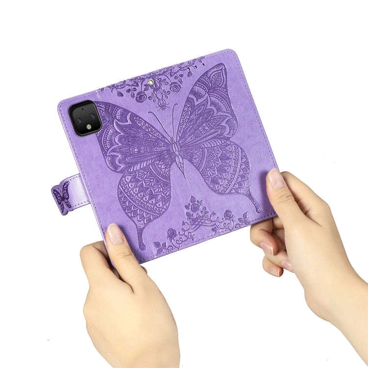 Butterfly Love Flowers Embossing Horizontal Flip Leather Case For Google Pixel 4 with Holder & Ca...