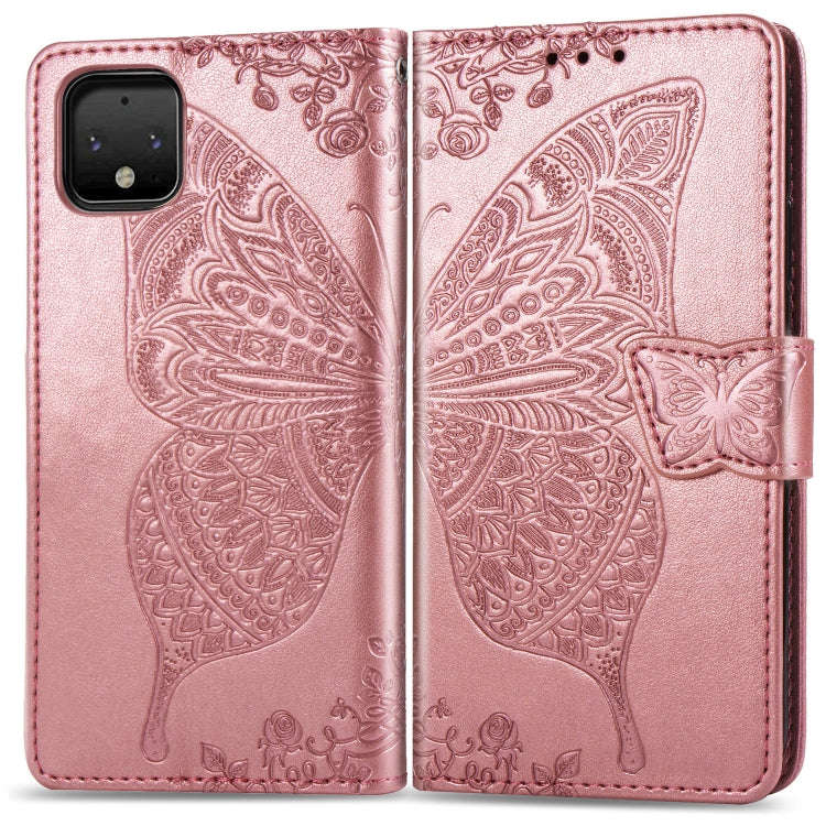 Butterfly Love Flowers Embossing Horizontal Flip Leather Case For Google Pixel 4 with Holder & Ca...
