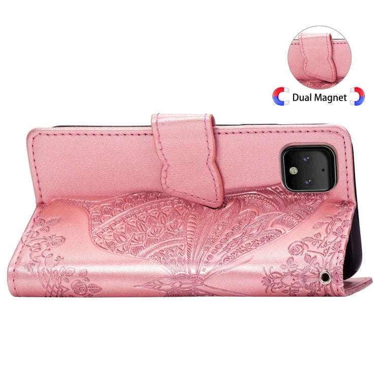 Butterfly Love Flowers Embossing Horizontal Flip Leather Case For Google Pixel 4 with Holder & Ca...