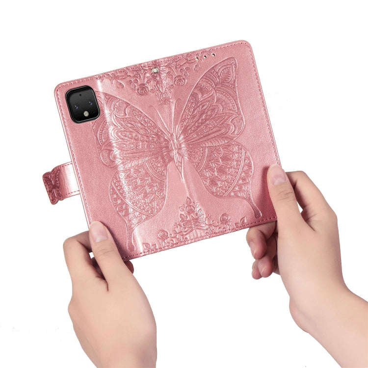 Butterfly Love Flowers Embossing Horizontal Flip Leather Case For Google Pixel 4 with Holder & Ca...