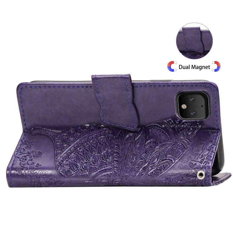 Butterfly Love Flowers Embossing Horizontal Flip Leather Case For Google Pixel 4 with Holder & Ca...