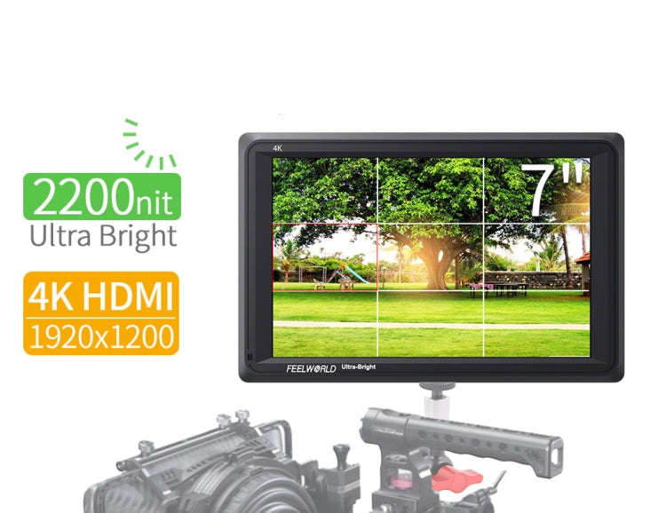 FEELWORLD FW279 7 Inch Ultra Bright 2200nit on Camera Field DSLR Monitor Full HD 1920x1200 4K HDM...
