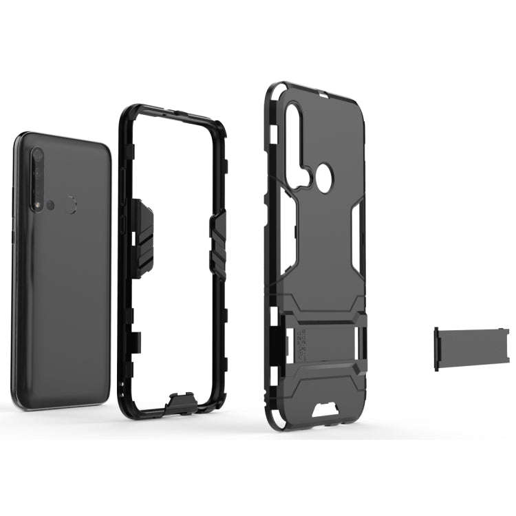 Shockproof PC + TPU Case for Huawei P20lite 2019/Nova5i, with Holder(Navy blue)