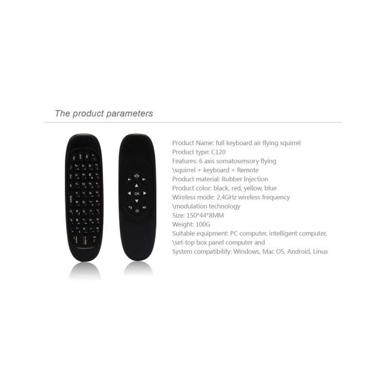 C120 2.4G Mini Keyboard Wireless Remote Mouse with 3-Gyro & 3-Gravity Sensor for PC / HTPC / IPTV...