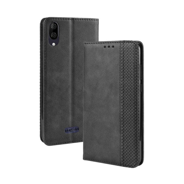 Magnetic Buckle Retro Crazy Horse Texture Horizontal Flip Leather Case for Wiko Y80, with Holder ...