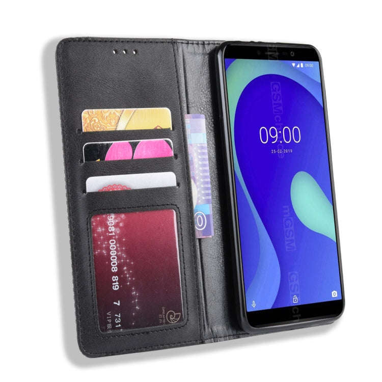 Magnetic Buckle Retro Crazy Horse Texture Horizontal Flip Leather Case for Wiko Y80, with Holder ...