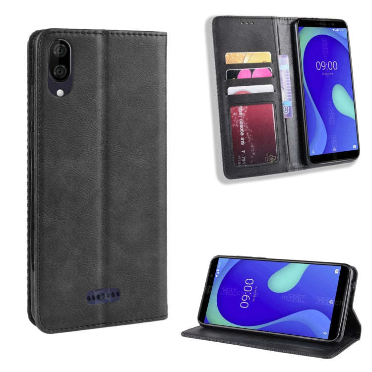 Magnetic Buckle Retro Crazy Horse Texture Horizontal Flip Leather Case for Wiko Y80, with Holder ...