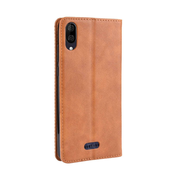 Magnetic Buckle Retro Crazy Horse Texture Horizontal Flip Leather Case for Wiko Y80, with Holder ...