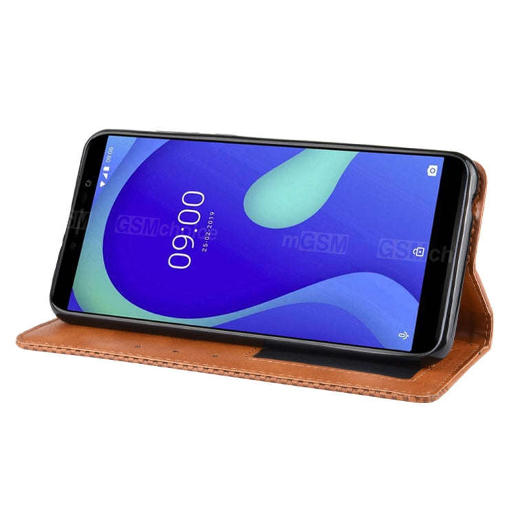 Magnetic Buckle Retro Crazy Horse Texture Horizontal Flip Leather Case for Wiko Y80, with Holder ...