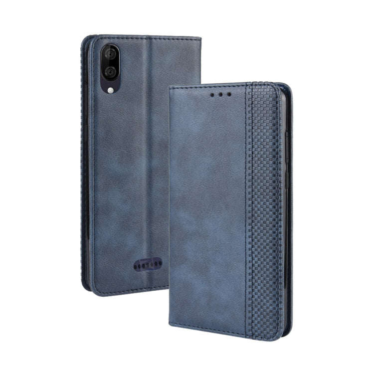 Magnetic Buckle Retro Crazy Horse Texture Horizontal Flip Leather Case for Wiko Y80, with Holder ...